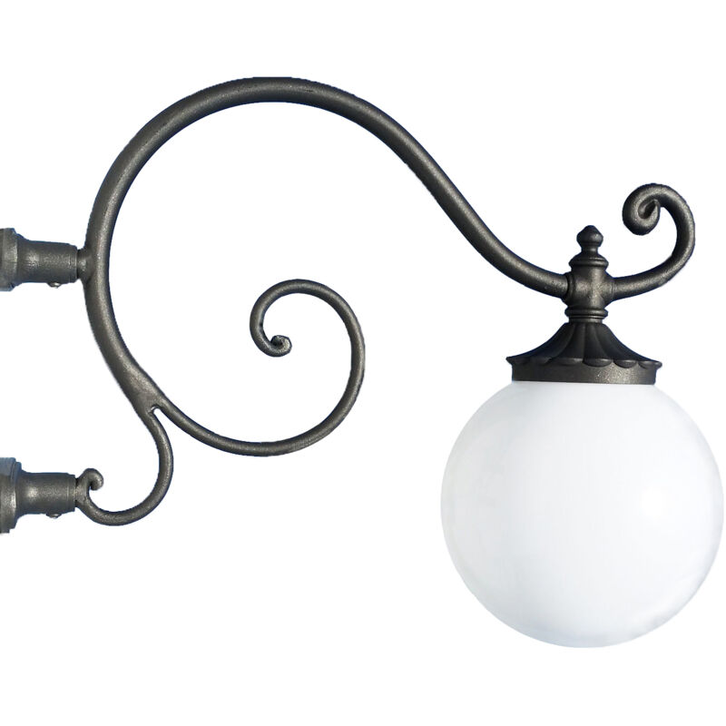 Braccio a muro ferro battuto Ponza con globo applique mensola lampione da giardino con globo