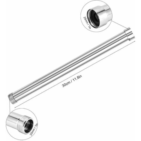 Braccio doccia 30 cm, prolunga braccio doccia G3/4, prolunga soffione doccia, accessorio tubo in rame cromato per soffione inferiore prolunga soffione doccia