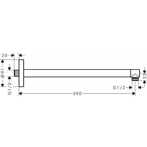Braccio doccia 390 mm nichel spazzolato