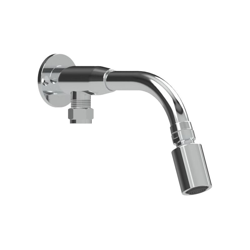 Bras de douche anti-vandalisme en tube avec pomme de douche cylindrique orientable anti-calcaire Idral