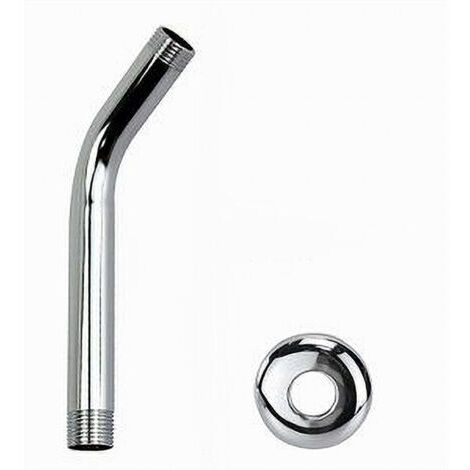 Braccio Per Soffione Doccia Bagno Tondo In Acciaio Cromato Con Rosone 18cm 59498