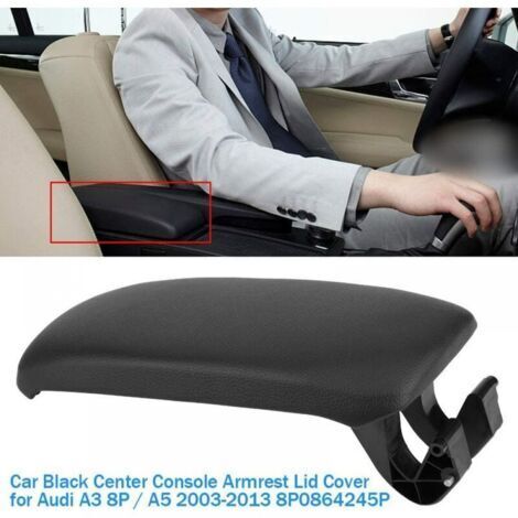 Bracciolo per console centrale adatto per A3 8P/A5 2003-2013 8P0864245P, Copertura bracciolo console centrale auto nera, Nero (Pelle)