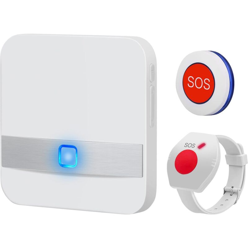 Bracelet Alarme Personne Agee,Alarmemaisonsansfil,Systeme Alarme Maison Sans Fil,Alarme Personne Agee Avec 52 Sonneries et 4 Niveaux de Volume,