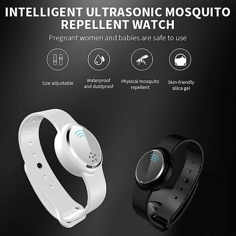 Bracelet Anti-moustiques, Montre Anti-Moustiques étanche à Ultrasons par USB pour Intérieur et Extérieur, Convient Aux Adultes et Aux Enfants