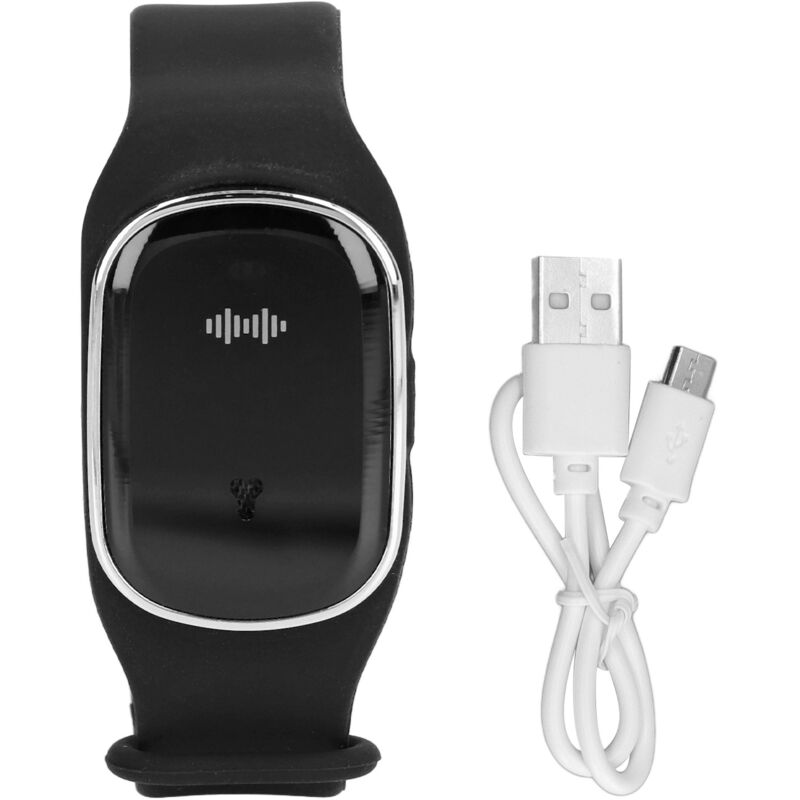 Bracelet Anti-Moustiques Ultrasonique Rechargeable USB - Noir - Enfants et Femmes Enceintes - Protection Extérieure