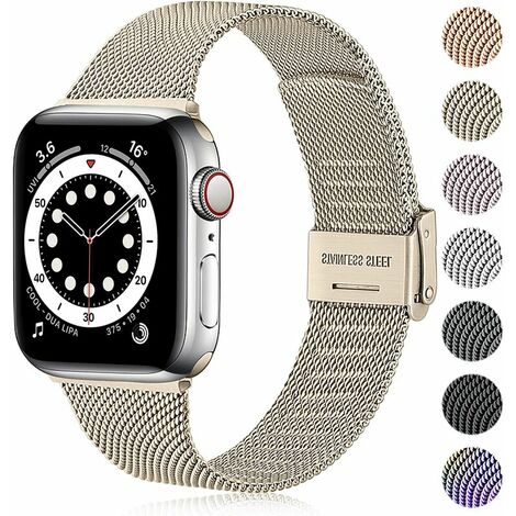 Bracelet compatible avec Apple Watch Band 38 mm 40 mm 41 mm 42 mm 44 mm 45 mm, bracelet en métal compatible avec iWatch Band Series 8 7 6 5 4 3 2 1 SE, 38 mm/40 mm/41 mm Or vintage