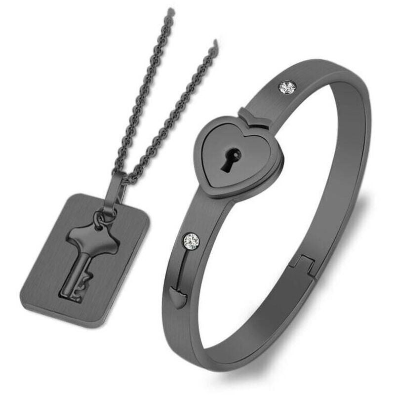 Bracelet couple Rush to the sky, cadenas concentrique, cadenas d'amour, bracelet en acier titane, clé