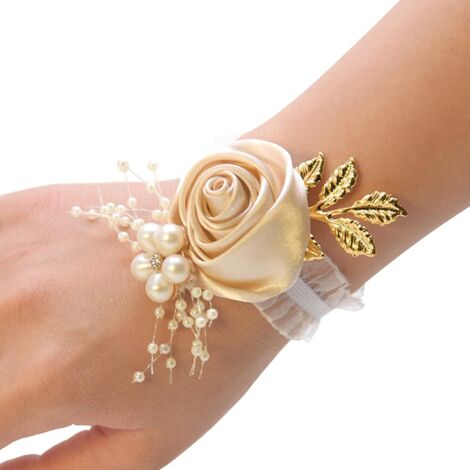 Bracelet de mariée en deux parties, ornement de main en dentelle et feuilles de fleurs artificielles