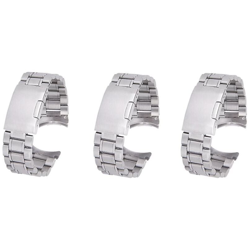 Fei Yu - Bracelet de montre à maillons en acier inoxydable massif argenté avec fermoir à extrémité courbée de 20 mm