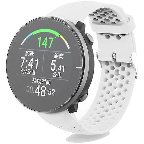 Bracelet de montre de sport en silicone souple unisexe pour montre Polar Vantage M - Blanc
