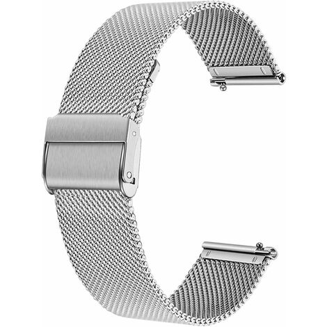 Bracelet de Montre Metal pour Homme Femme,Bracelet de Montre pour Montre Connectée et Montre Traditionnelle Dégagement Rapide 18mm Argenté-HARRY