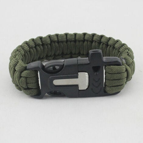 EURITECSA Bracelet de Survie en Plein air, Bracelet en paracorde tressée pour Hommes Femmes Bracelet de Survie en Plein air avec Cordon de Parachute-Vert