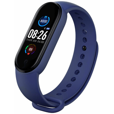 Bracelet intelligent exercice mètre pas fréquence cardiaque pression artérielle appel entrant message rappel bracelet multisport，Couleur bleu foncé