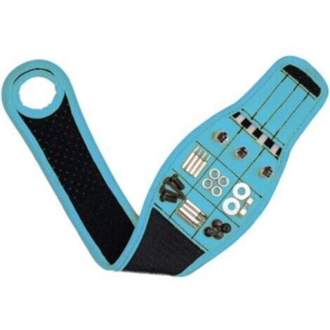 Bracelet Magnétique Bracelet Magnétique Pour Homme Outils Gadgets Ceinture d'Outils Pochette d'Outils Ajustable Multi-Poches Outil De Travail Organisateur De Rangement d'Outils (Bleu)