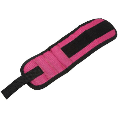 Bracelet magnétique étanche pour outils, avec 2 aimants pour maintenir vis, clous et forets - Rose rouge