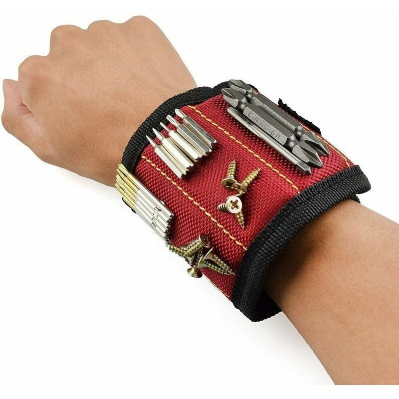 Trimec - Bracelet Magnétique, Magnet Arm Band pour les Vis de Maintien Rouge