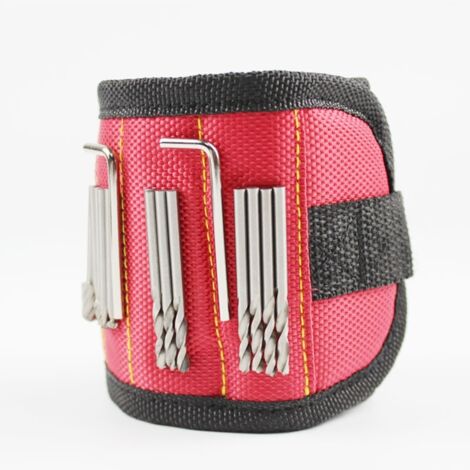 Bracelet porte-vis et porte-outils pour poignet - ROUGE
