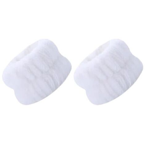 Bracelet réutilisable, bracelet spa, serviette douce en microfibre pour le visage, le yoga, la course à pied et le sport (femmes et filles), bracelet – blanc – lot de 2