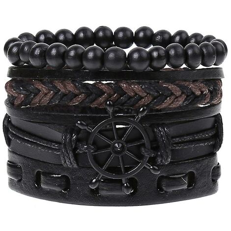 Bracelet tressé vintage, bracelet cuir homme