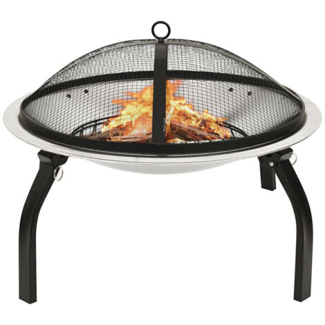 Braciere e Barbecue 2in1 e Attizzatoio 56x56x49cm Acciaio Inox vidaXL