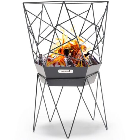 braciere per legna barbecook "sierra" in acciaio nero, diametro 45 cm