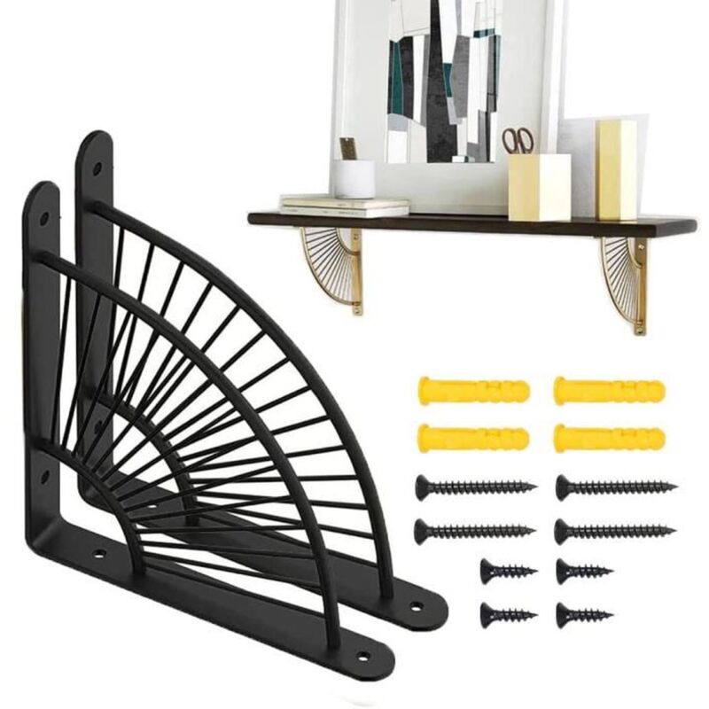 Image of ZVD - Bracket Bracket,2 Pcs Shelf Brackets,Shelf Bracket Corner Brace,Floating Triangle Bracket,Corner Brackets,nero