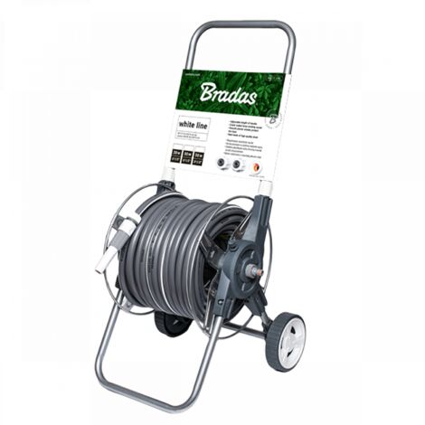 BRADAS BĘBEN WÓZEK NA WĄŻ OGRODOWY ZESTAW 30mb 1/2 NA KOŁACH WHITE SILVER PLUS KARTA
