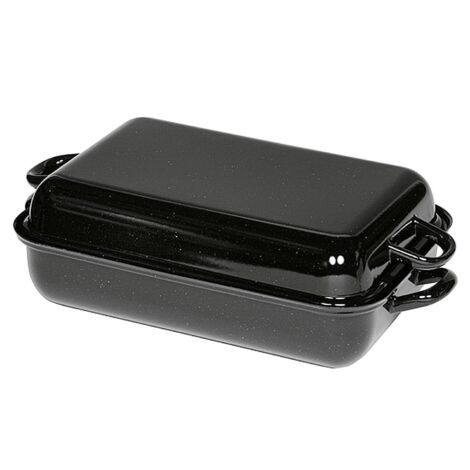 Bräter Profi 37x26x12,5cm schwarz emailliert mit Deckel