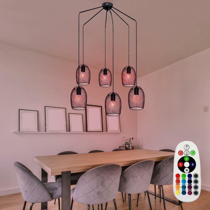 Lampada da soffitto a pendolo intrecciata Lampada da soggiorno dimmerabile con telecomando in un set di lampadine led rgb