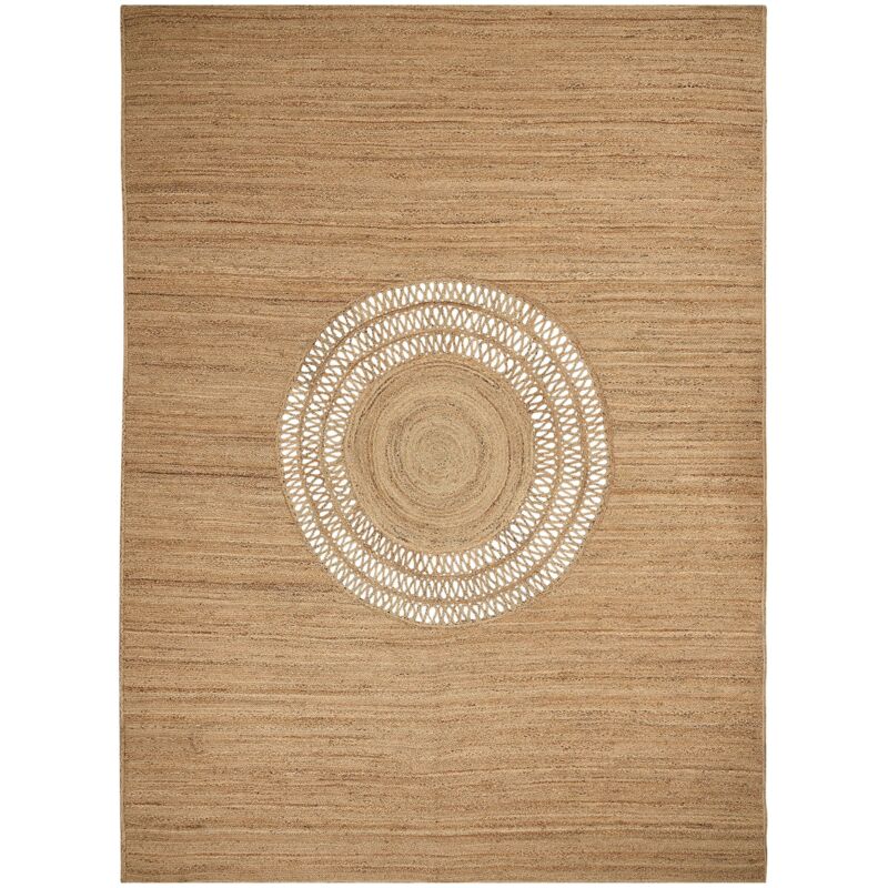 Beliani - Braided Jute Area Rug Natural Boho Style Cut-out Pattern Floor Mat 300 X 400 Cm Beige Bogazoren