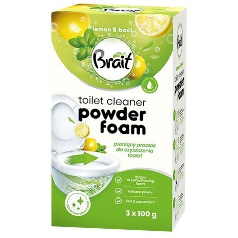 BRAIT Volcano Schaum-Toilettenreinigungspulver Zitrone & Basilikum 3 x 100 g