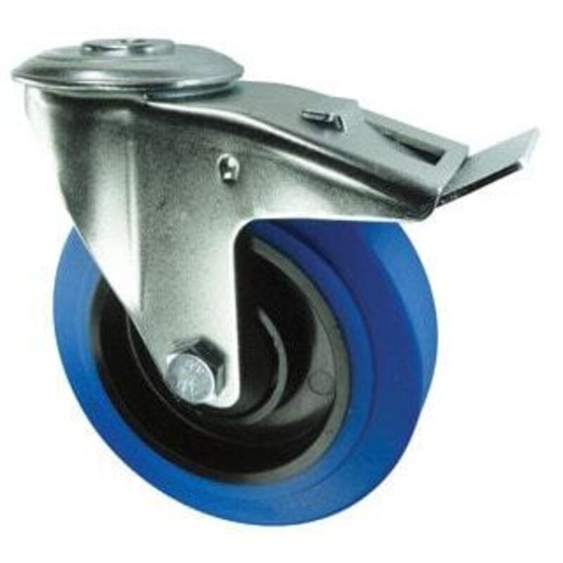 Atlas Workholders - Braked Swivel Bolt Hole 1 25mm Blue Rubber Tyre