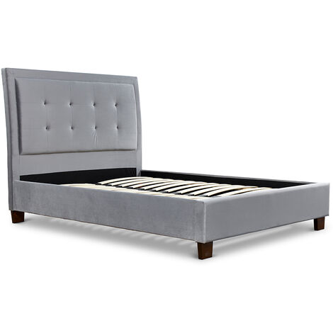 Brampton Grey Upholstered Double Bed Frame Only - Grey