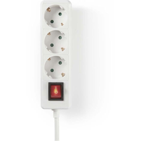 Branch contact  earthed plug  type f cee 77  3 way  150 m  3680 w  16 a type of grounding side contact  230 v ac 5060 hz  outlet angle 45 - h05vv f 3g15mm  on  off button  white 42208055 42208055 4220