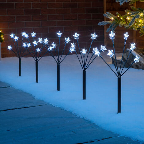 Christmas Star Path Lights Flashing Micro LED Outdoor Battery Operated Set Of 4