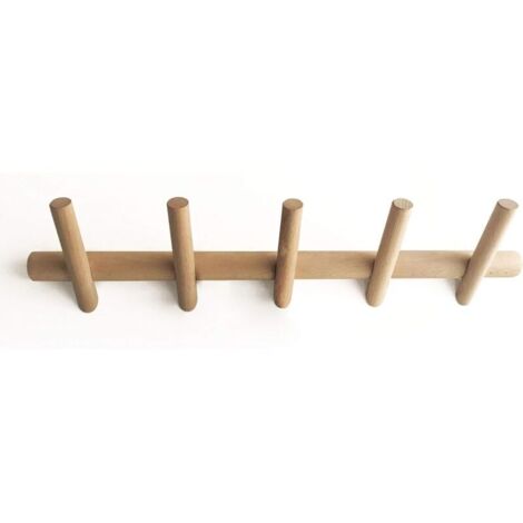 Branch Patère Murale Bois 5 Crochets Porte Manteau Design Portemanteau Mural Portant à vêtement pour Suspendre Manteaux écharpes, Sacs à Main 50 cm