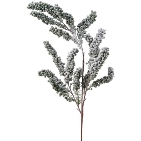 Branche de baies vertes avec neige H 80 cm