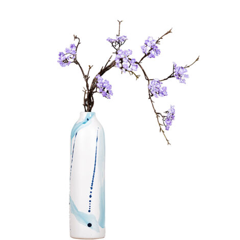 Branche de Rotin de Fleur de Cerisier de Simulation Zen, Ornement de Fausse Fleur Arrangement Floral Simple Réaliste Petite Branche Séchée Florale Salon de thé (N)