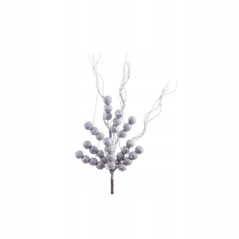Branche décorative argentée Westwing, houx argenté 26 cm