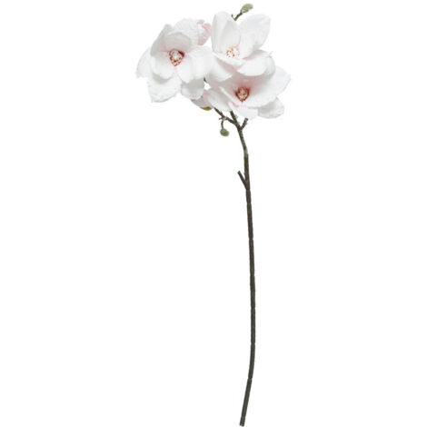 Branche décorative spéciale fêtes Magnolia rose enneigé H 88 cm - Feeric Christmas