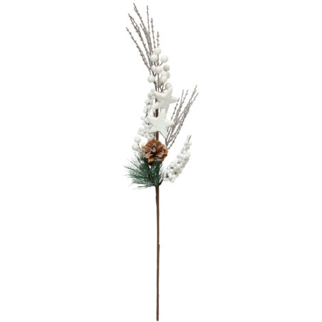 Branche décorative spéciale fêtes Nature et Blanc enneigé H 75 cm - Feeric Christmas