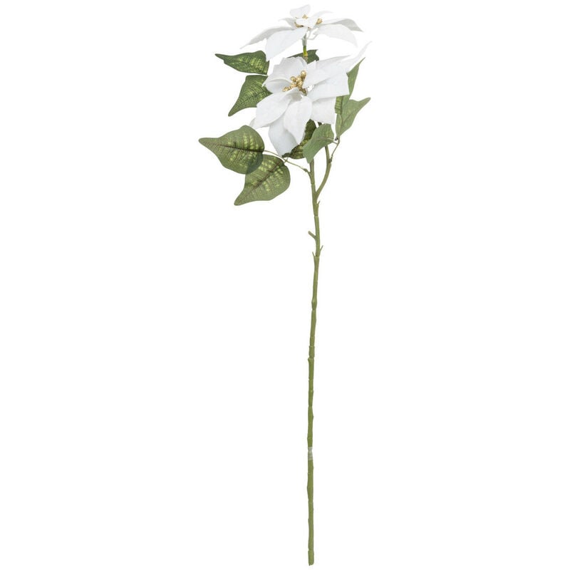 Branche décorative spéciale fêtes Poinsettia blanche Fleur de Noël h 75 cm - Feeric Christmas - Blanc