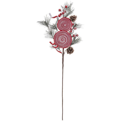 Branche décorative spéciale fêtes Sucettes et Baies rouges H 75 cm - Feeric Christmas