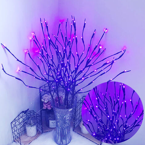Branche Lumineuse 20 LED Artificielle Illuminée Élégante pour Décor Maison Vase Bouquet 77cm Violet