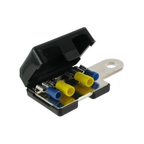 Oc-Pro – Cosse noire négative pour branchement multiple sur batterie – 4 connexions possibles – Diamètre 8mm pour applications intensives