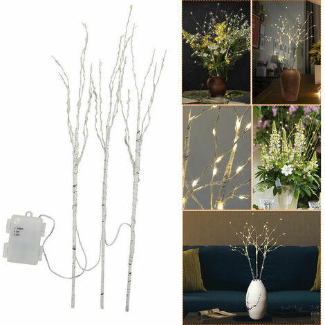 Branches lumineuses LED set de 3 guirlandes de Noël déco branches timer 50cm avec 70 LED blanches