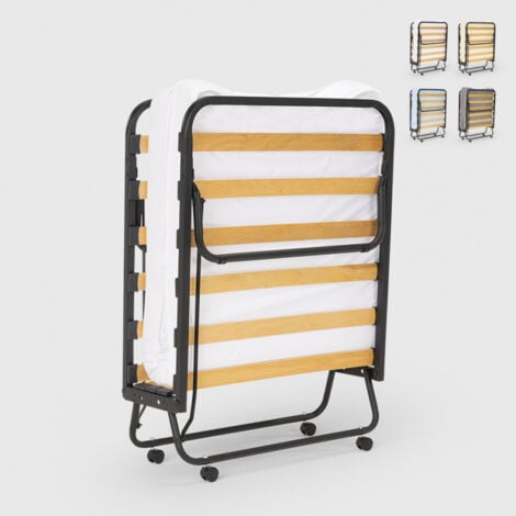 LLB LIVING LIFE BED Brandina letto pieghevole con doghe e materasso 80x190cm in microfibra Demetra - Bianco