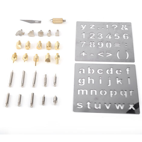 Brandmalkolben-Set für Holz mit Buchstaben, Zahlen und Symbolen