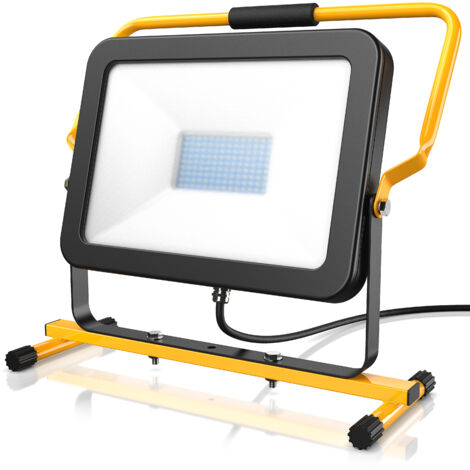 Brandson 100 Watt LED Baustrahler - Arbeitsscheinwerfer - Bauscheinwerfer - 126 SMD LEDs - Standgestell und Tragegriff - 10000 Lumen - 4 m Stromkabel