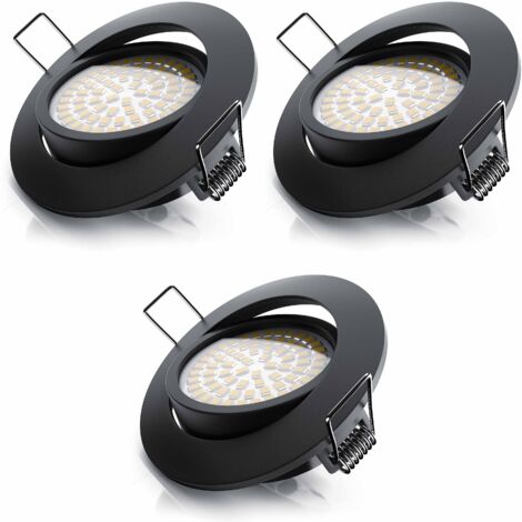 Brandson 3x LED Deckenspots dimmbar & schwenkbar Einbaustrahler mit Aluminium Rahmen in schwarz